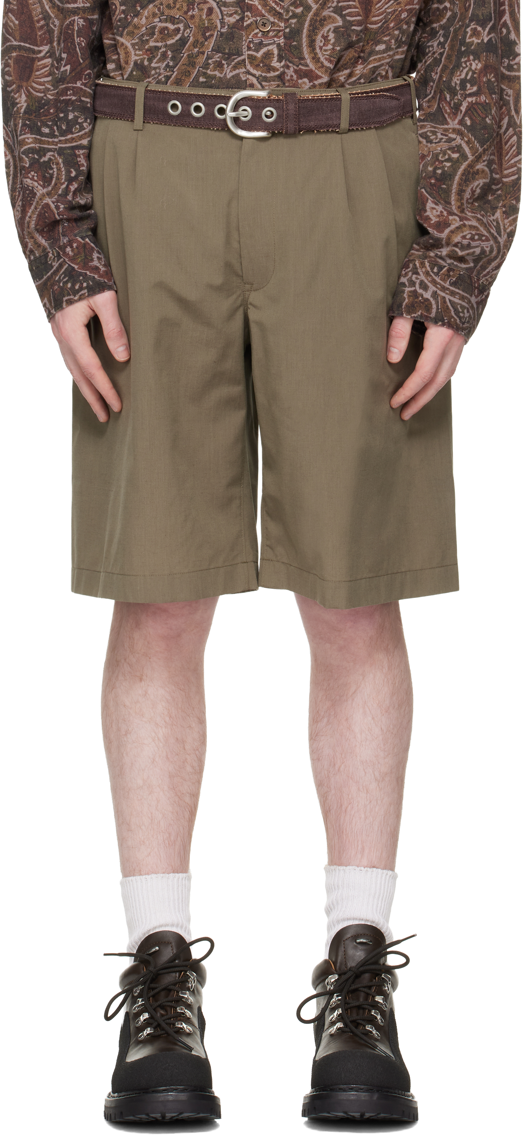 Khaki Ponte Shorts