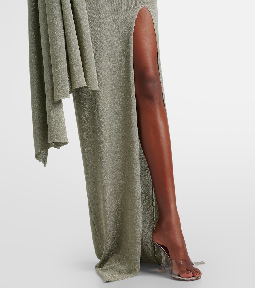 Draped one-shoulder maxi dress