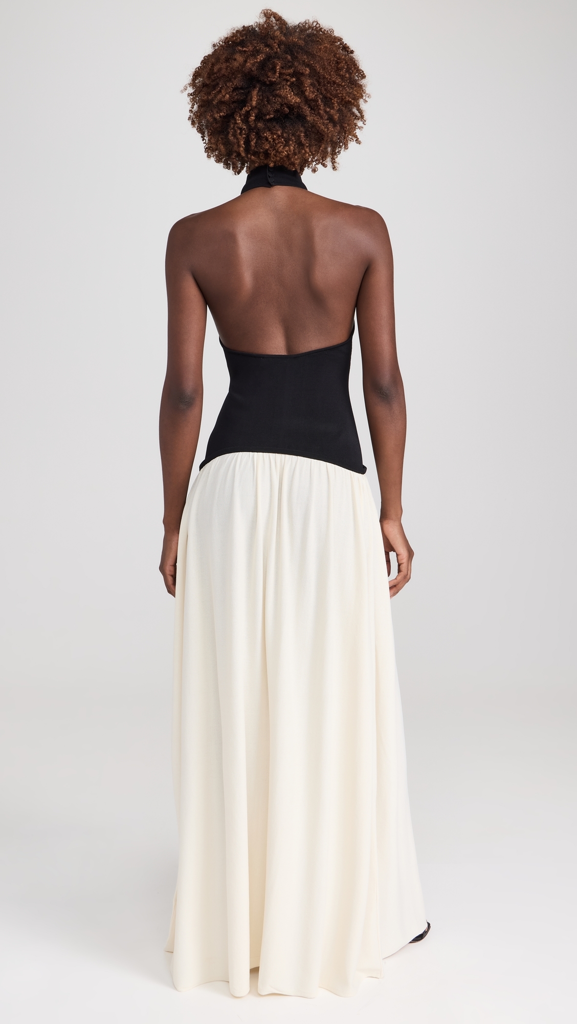 The Halter Soglio Dress Ecru/Noir