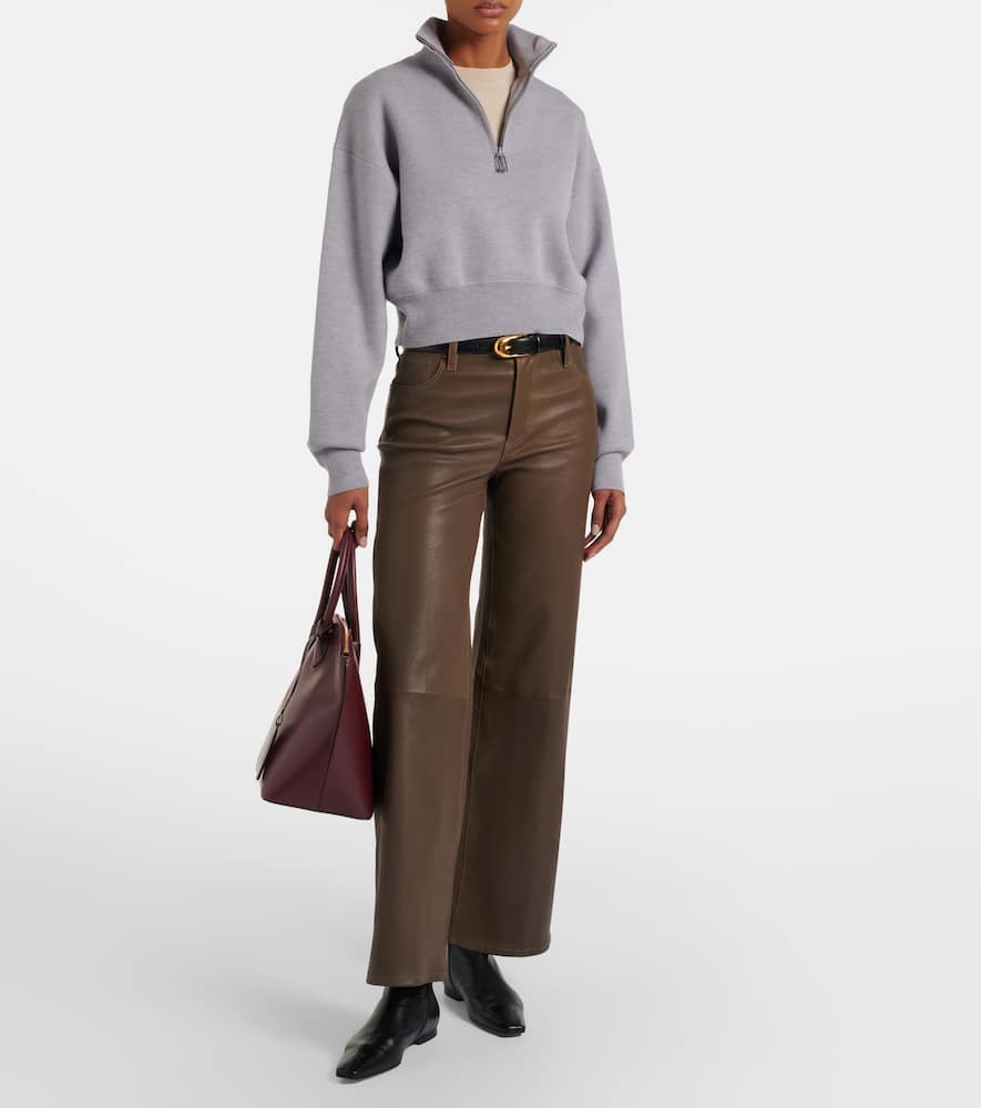 Le Slim Palazzo leather wide-leg pants