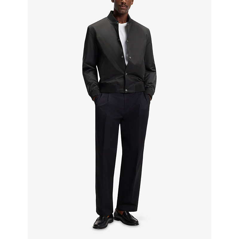 Mens Baseball-Collar Press-Stud Woven Jacket