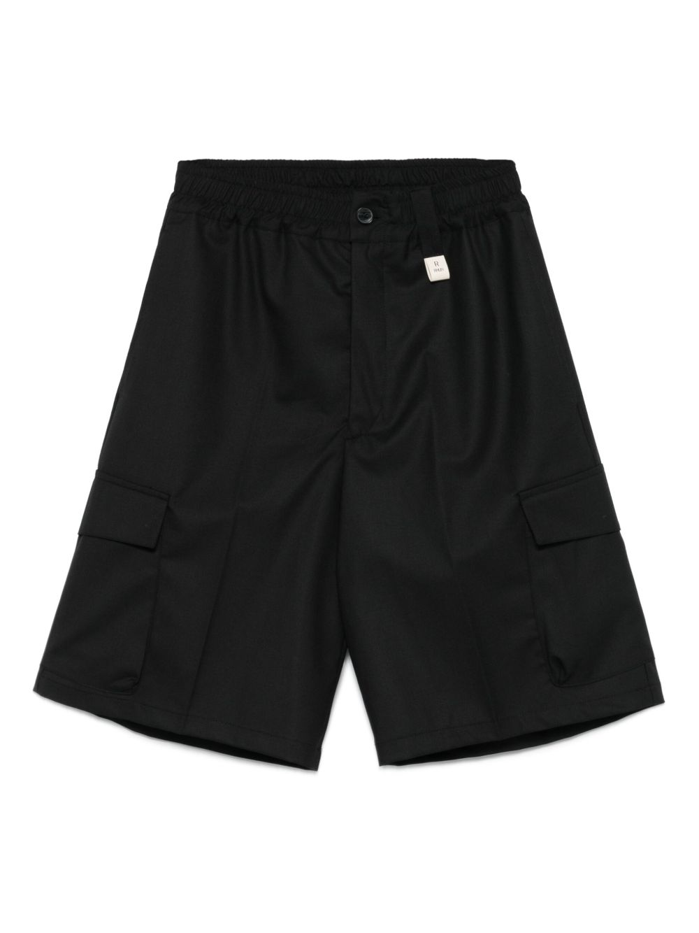 Elasticated-waist cargo shorts - Black