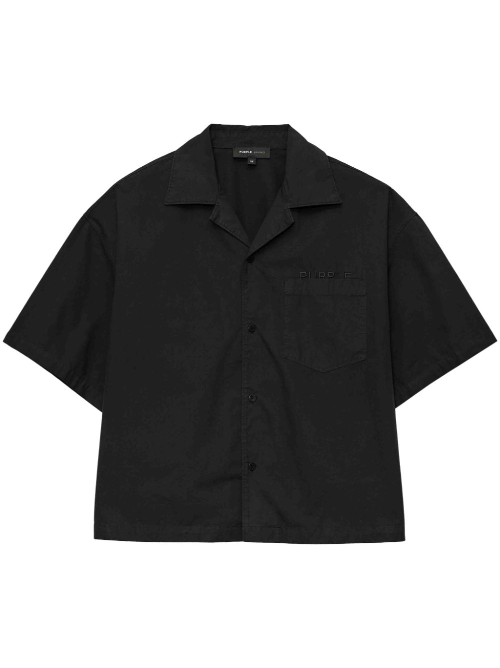 Logo-embroidered cotton shirt - Black