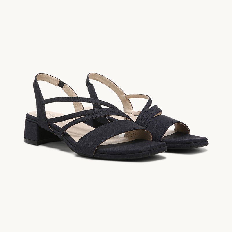 Stride Shoes Joy 2 Strappy Dress Sandal Navy Faux Leather