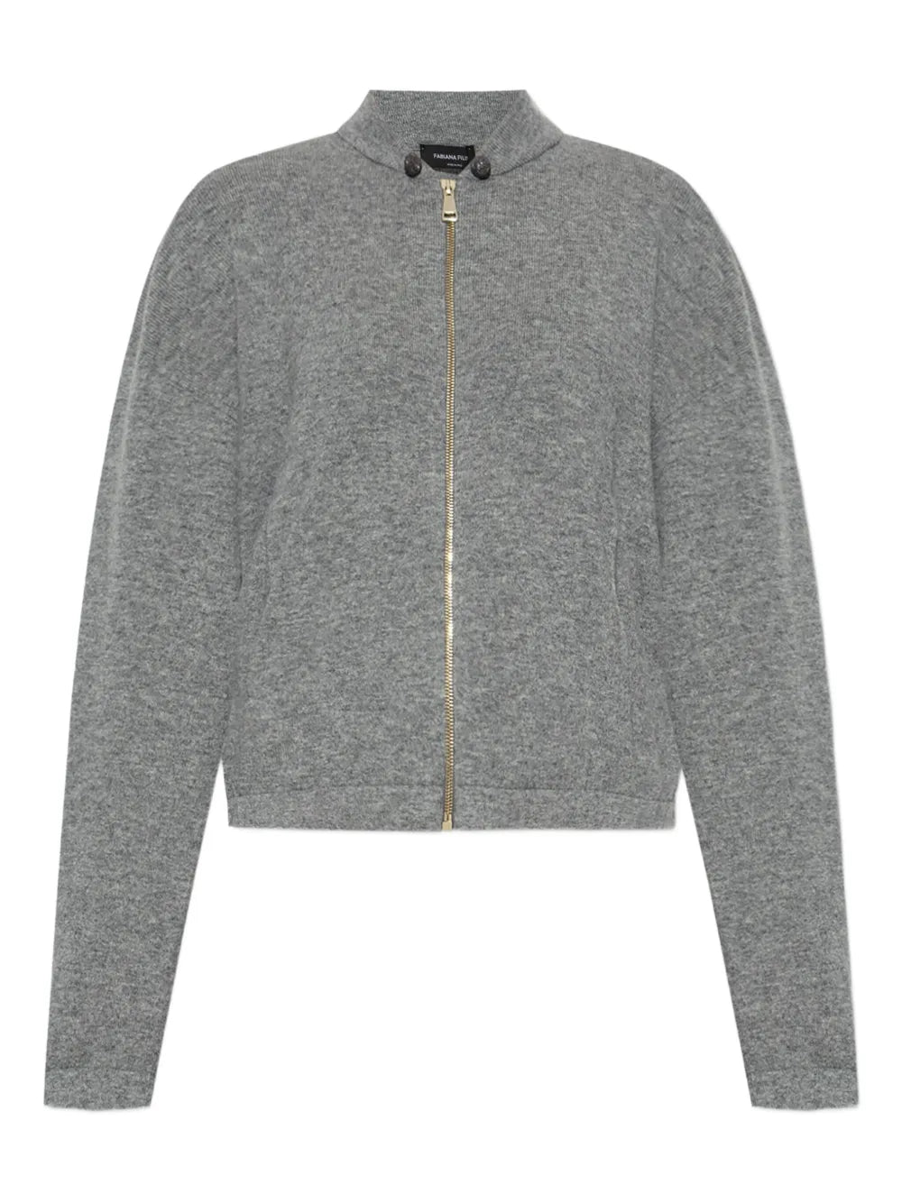 Virgin Wool Zip-Front Cardigan — Charcoal Grey