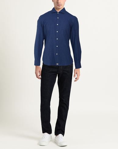 Man Shirt Navy Size 15 ¾ Lyocell, Cotton