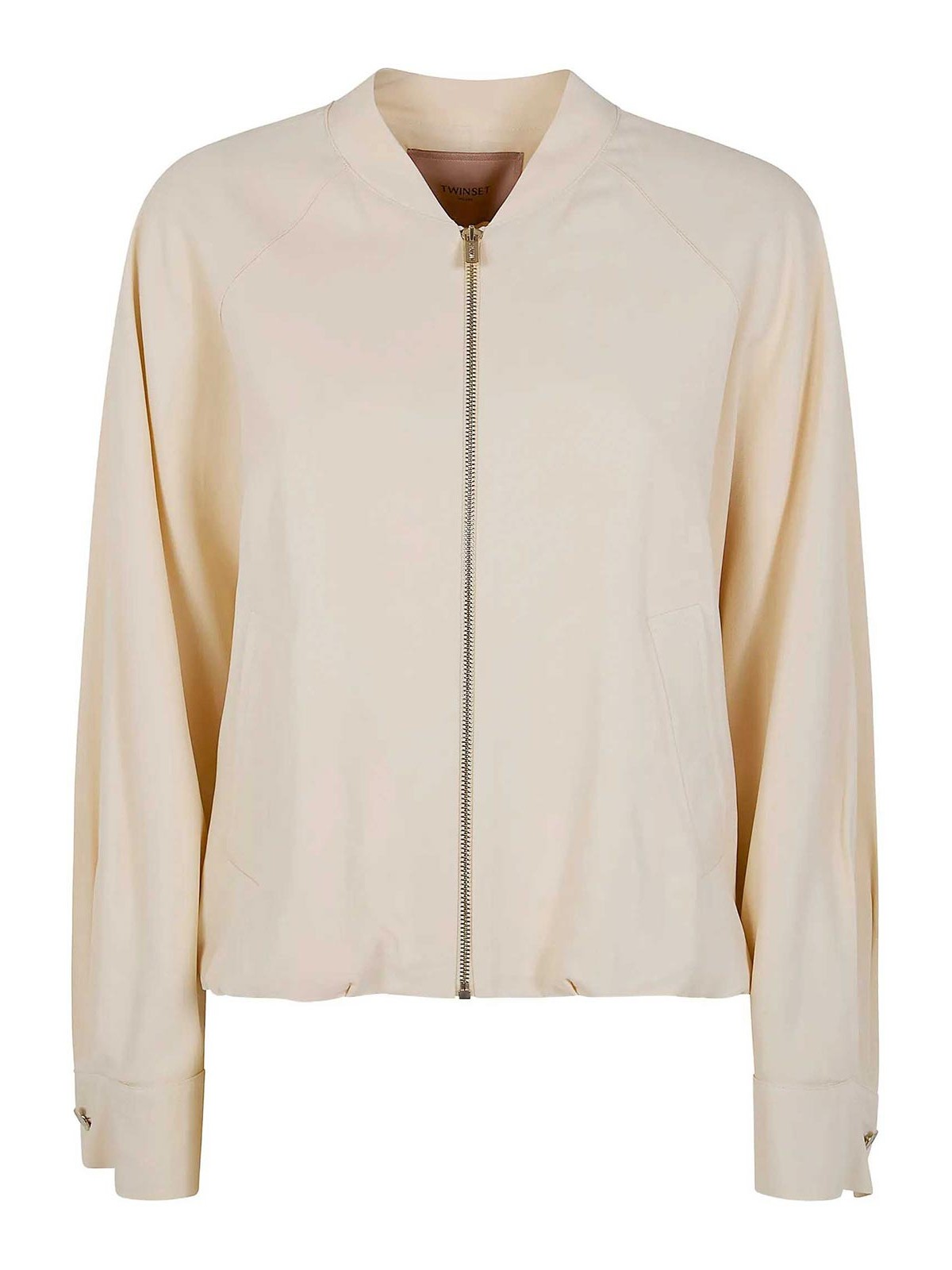 White Jacket With Ruffles And Logo Patch On The Back In Fabric Blend Woman