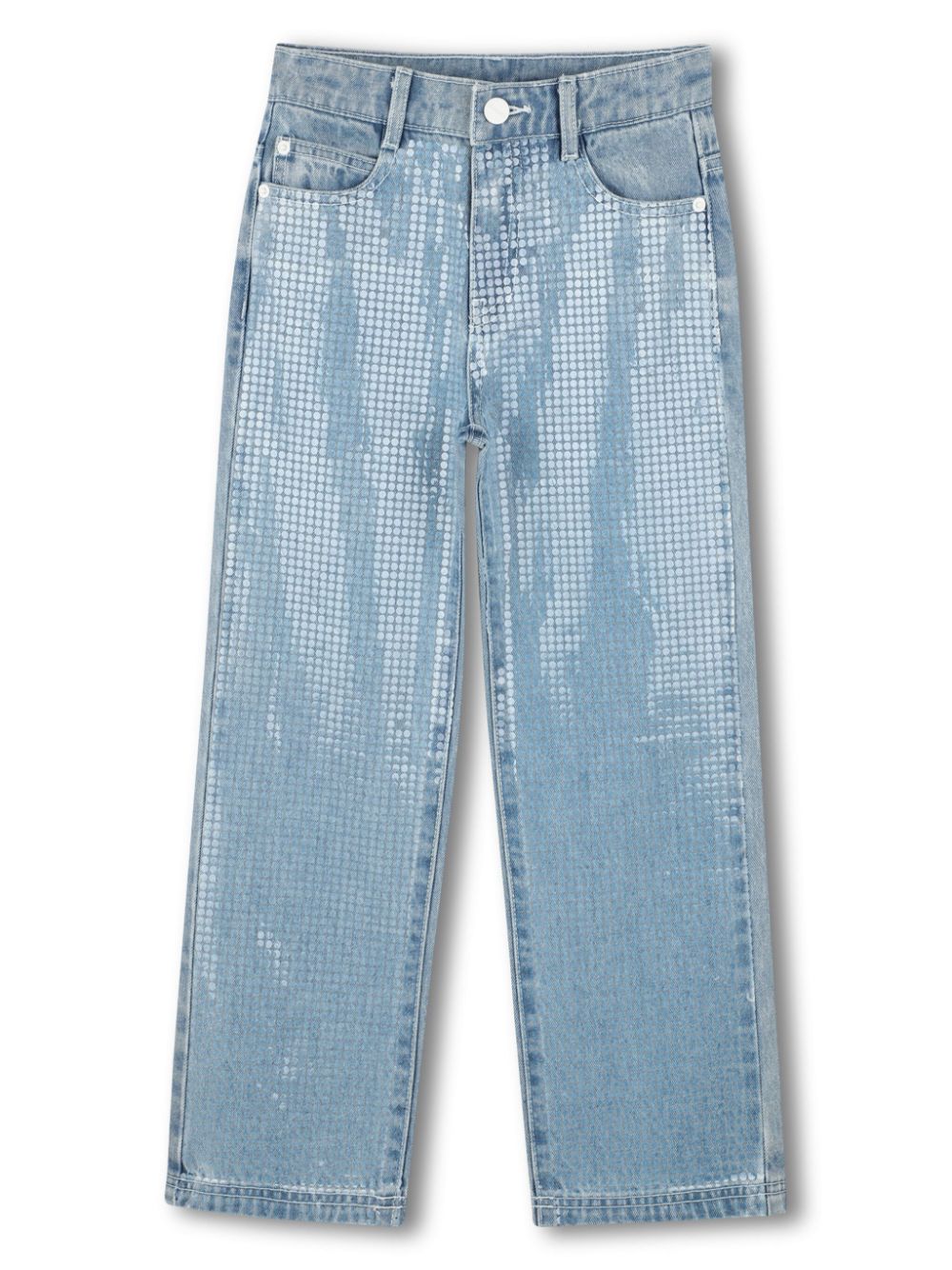 Sequin-embellished cotton jeans - Blue