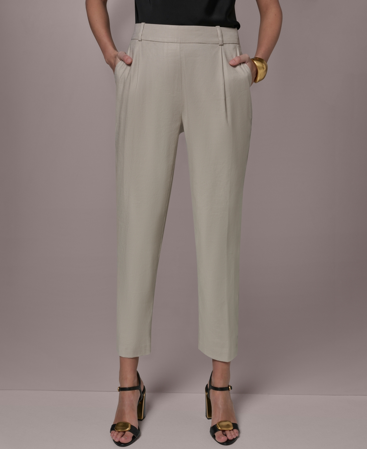 Women's Pleated Straight Pants - Tuscan Grey
