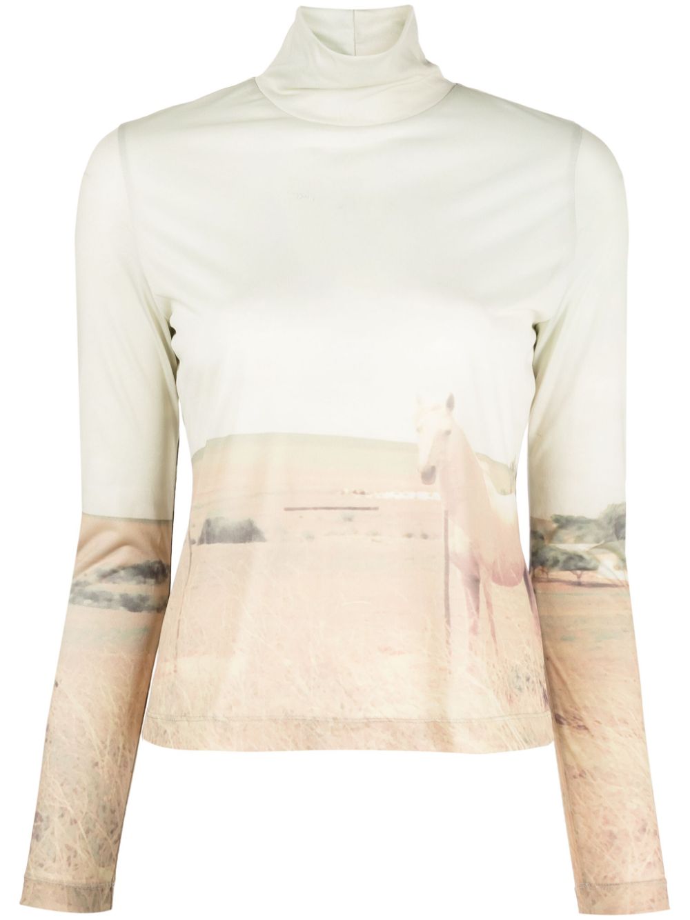 Bronte graphic-print mesh top - Green