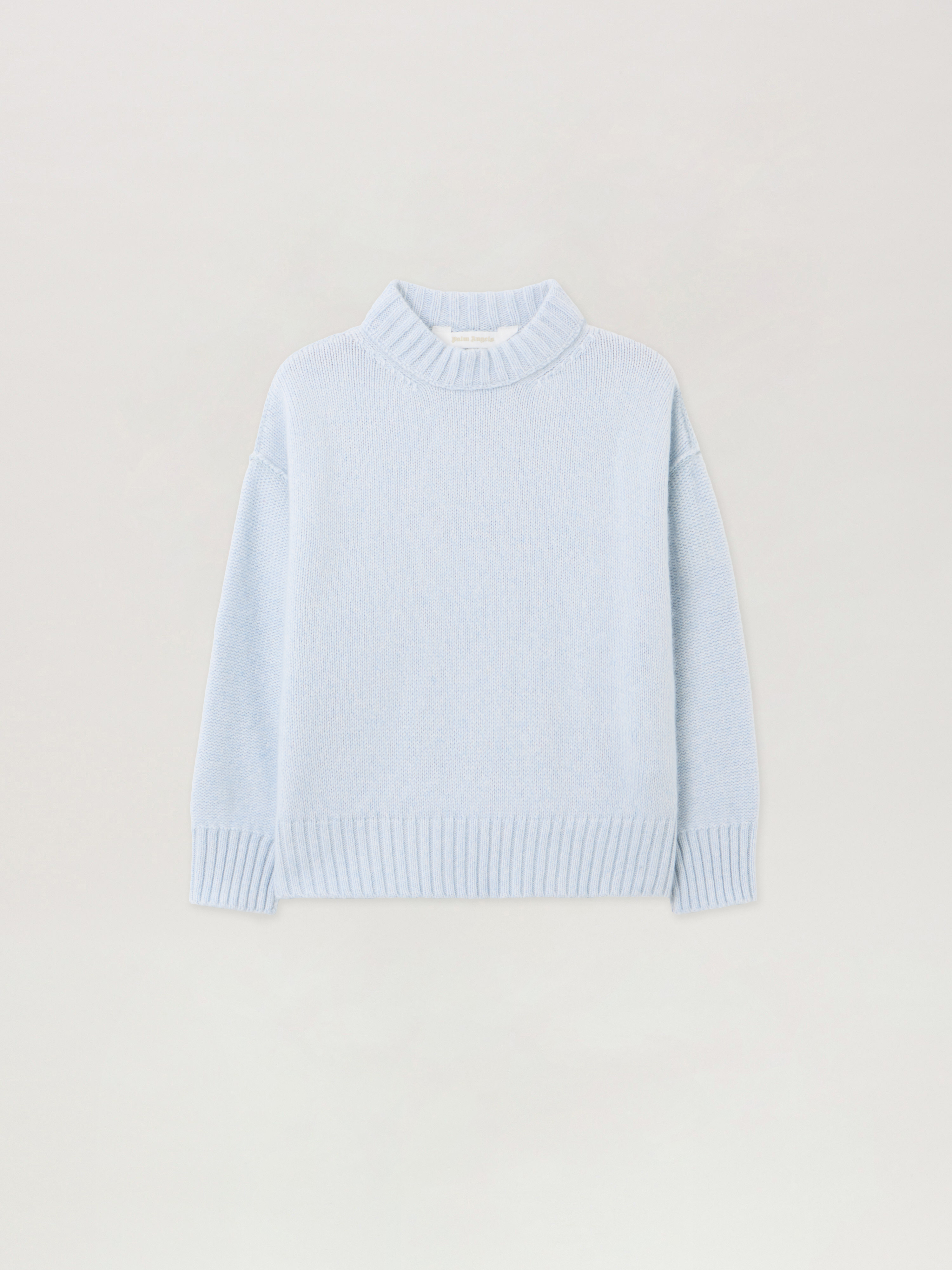 Curved Logo Knit Crewneck Kids  Light Blue