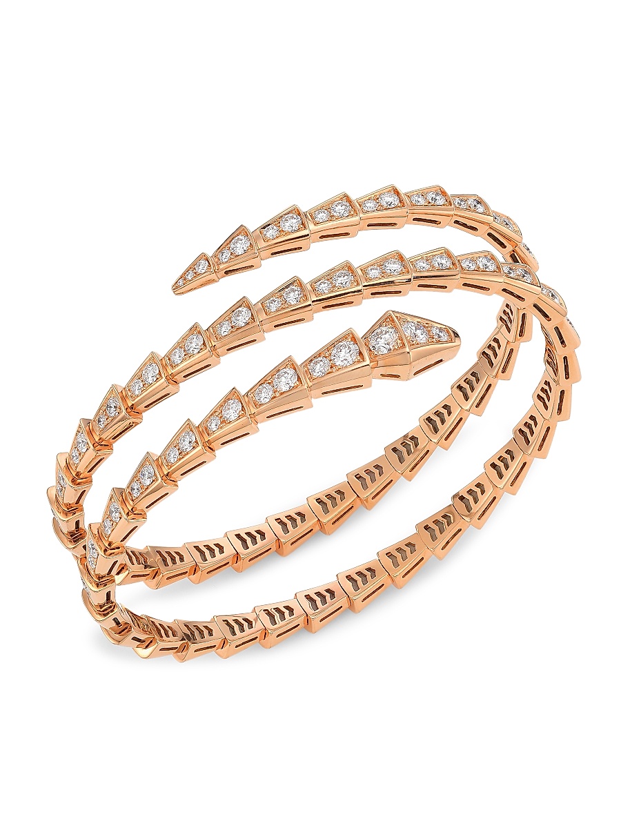 Women's Serpenti Viper 18K Rose Gold & Diamond Bangle Bracelet - Pink Gold