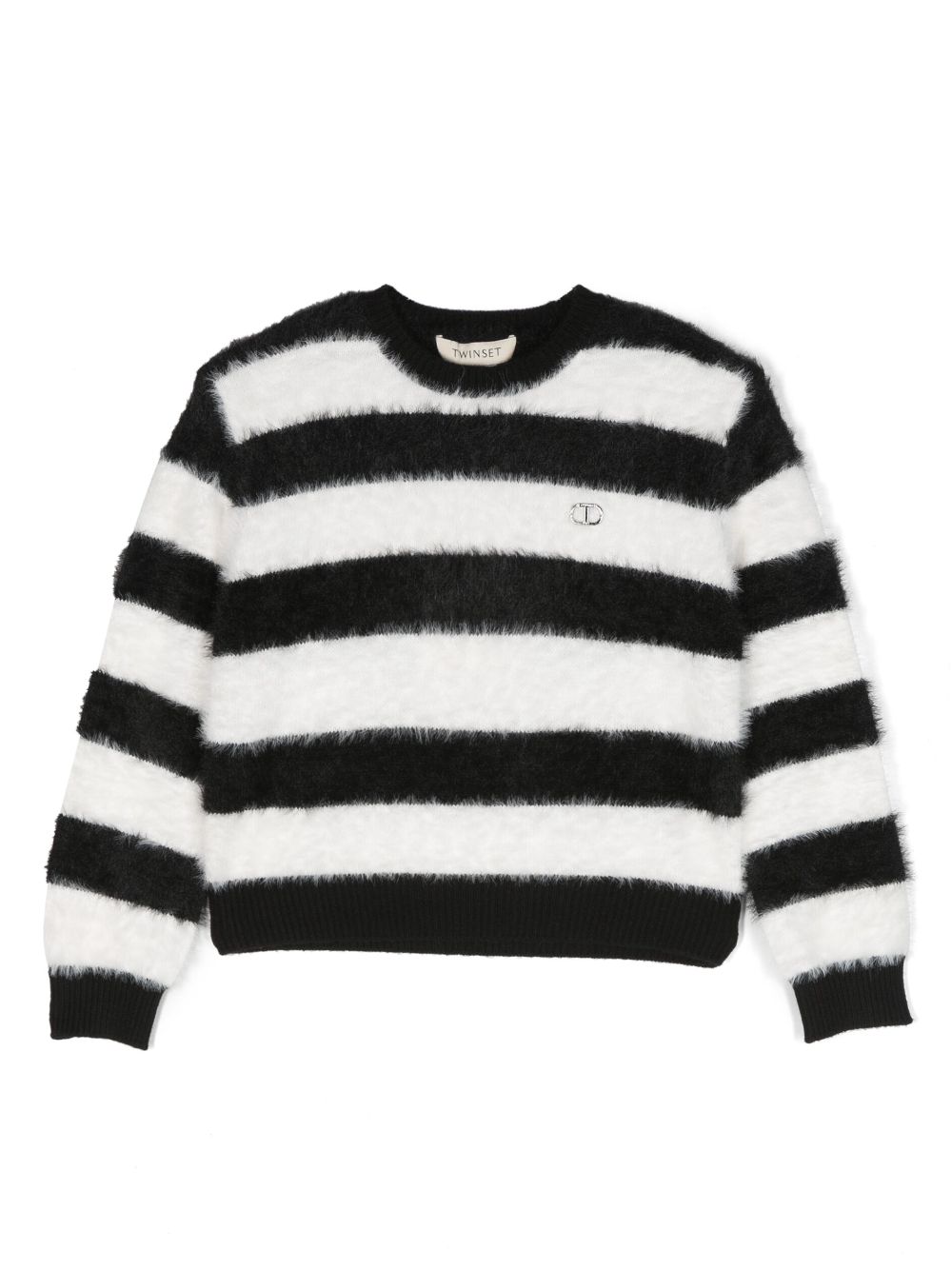Striped brushed jumper - White