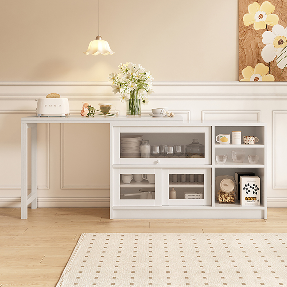 Moderner 1200 mm ausziehbarer Sideboard Esstisch in Weiß