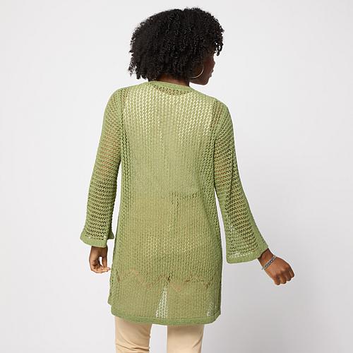 3/4 Bell Sleeve Knit Cardigan - Soft Olive