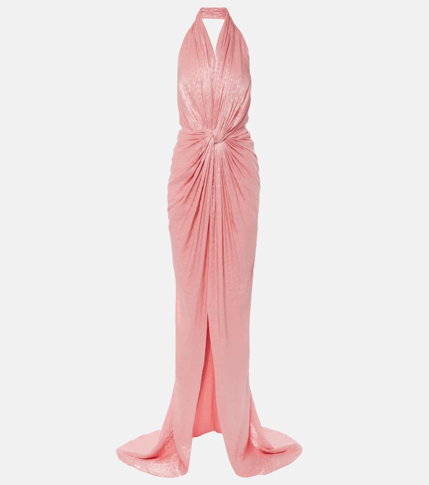 Joa draped metallic georgette gown