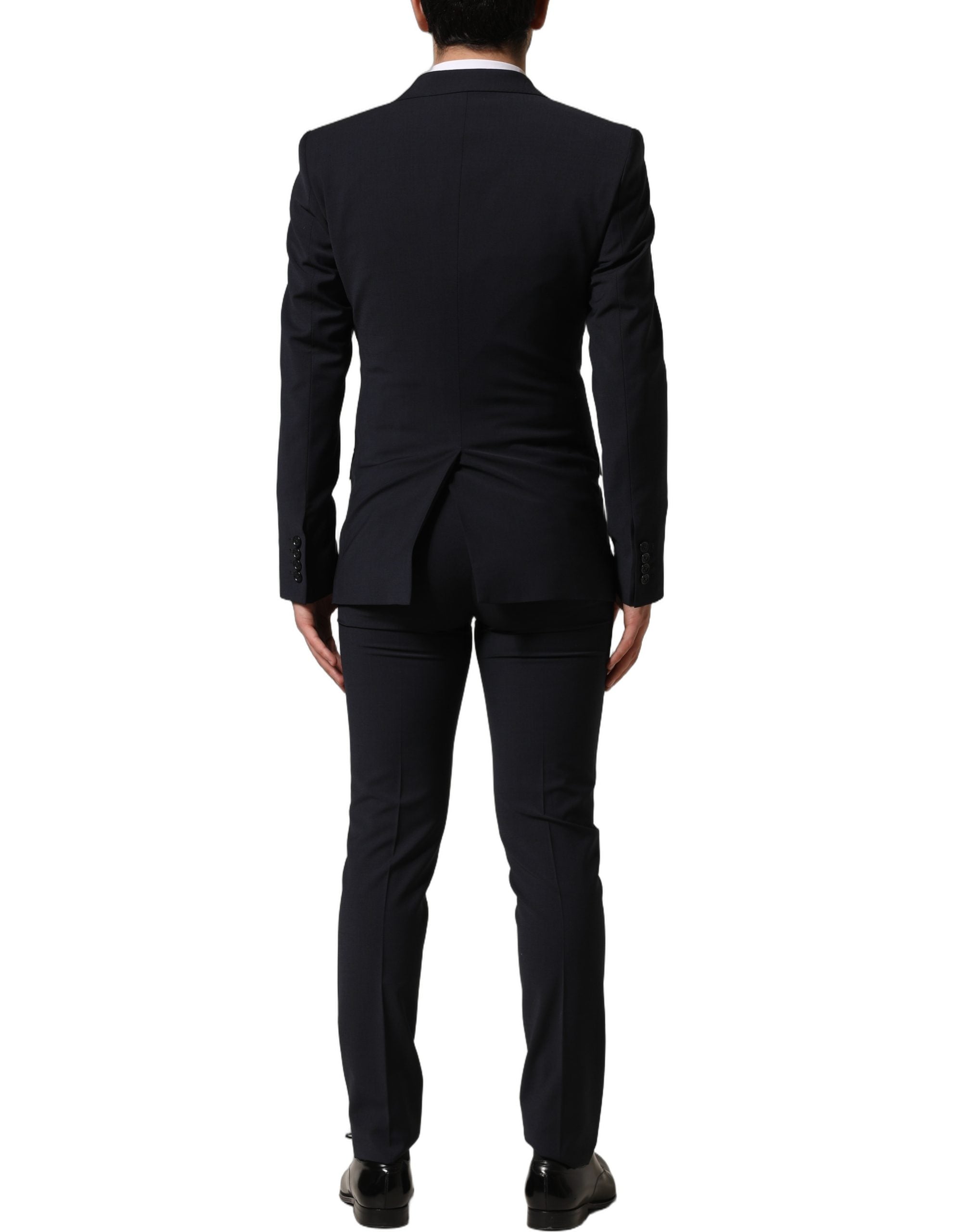 Wool Slim Fit Pant Suit — Black