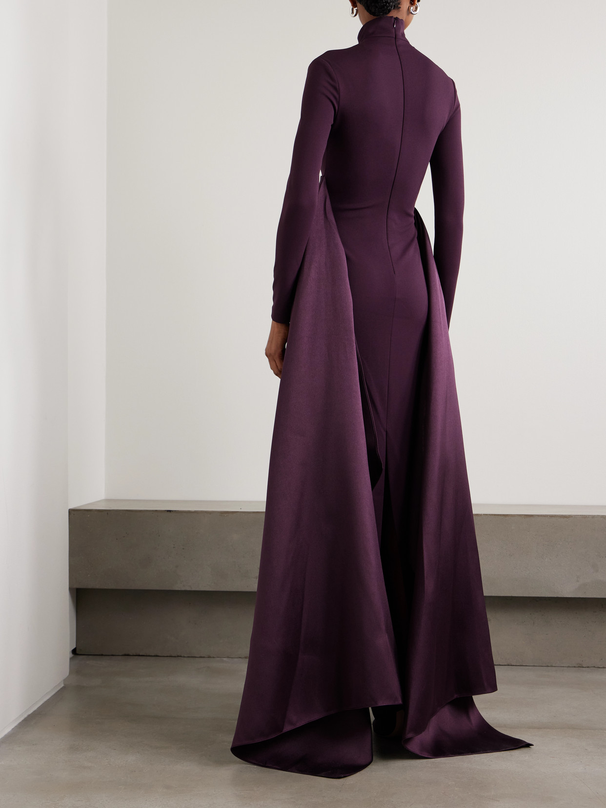 Olivia Crepe And Draped Satin-twill Gown - Purple