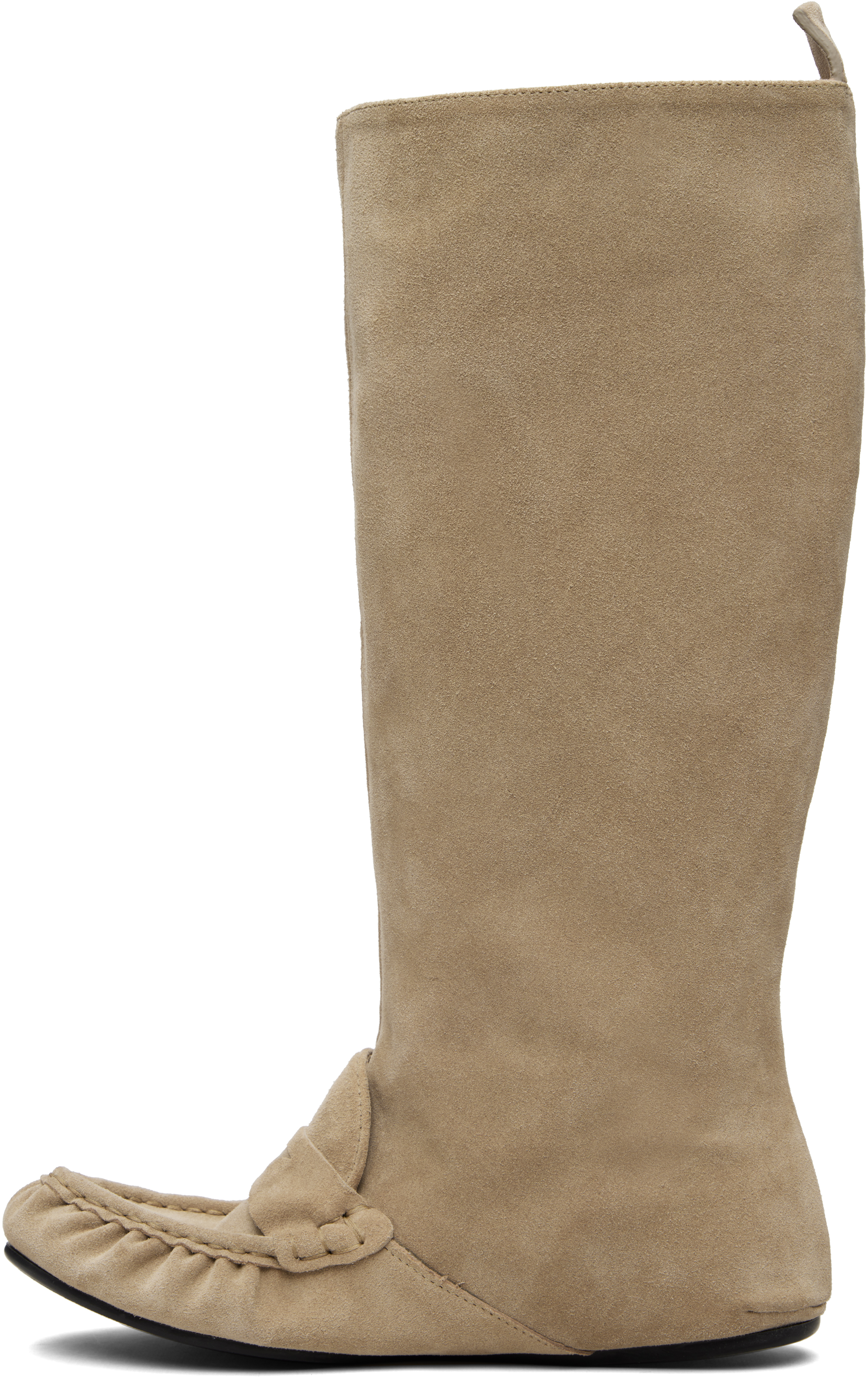 Beige Slouch Saddle Tall Boots