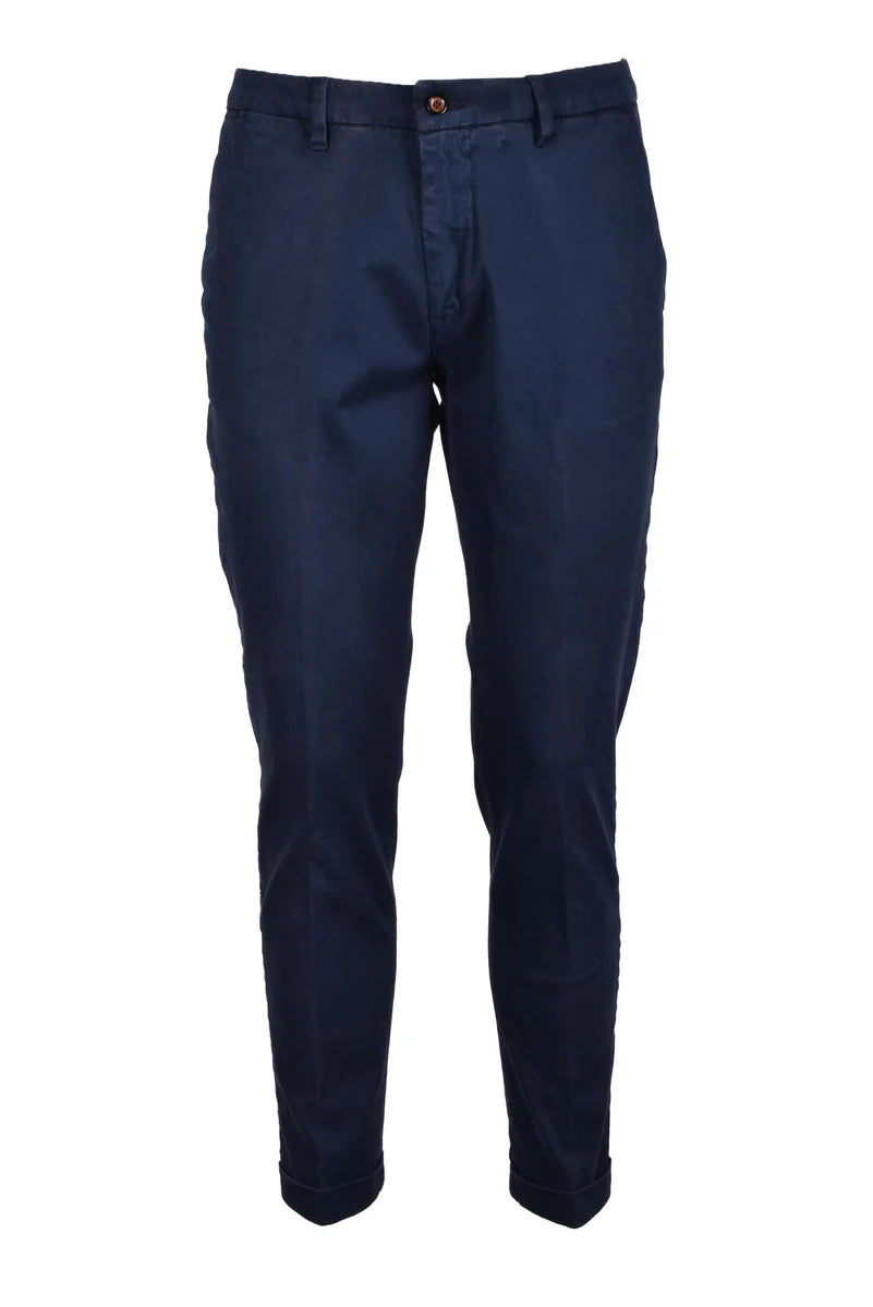 Slim-Fit Blue Trousers With Tapered Leg And Subtle Sheen