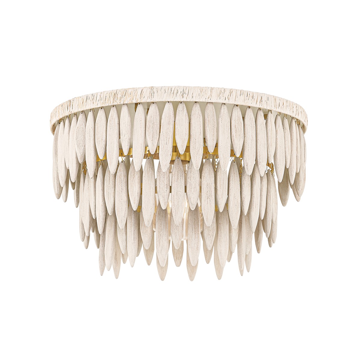 Tiffany 1-Light Semi-Flush Ceiling Light in Aged Brass with Textured Crea