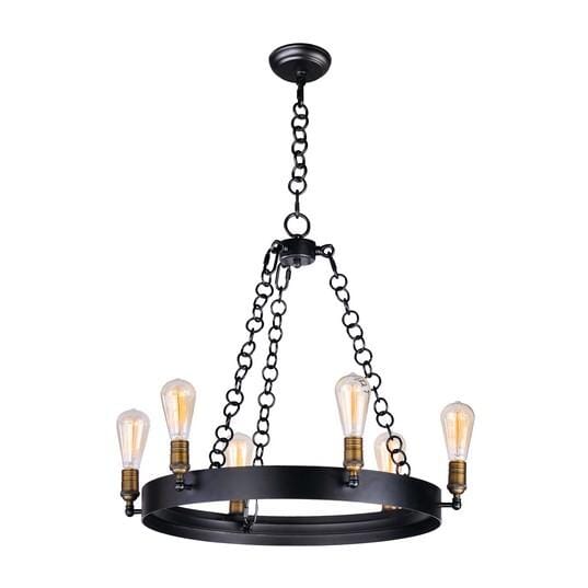 Noble 6-Light 6-Light Chandelier in Black / Natural Aged Bra