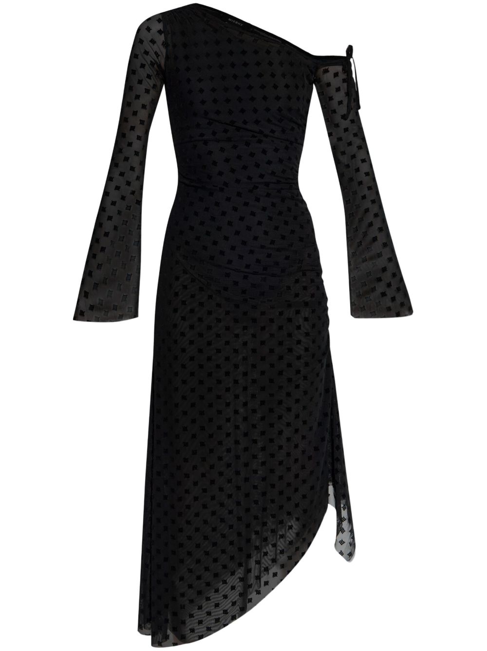 Logo-flocked midi dress - Black