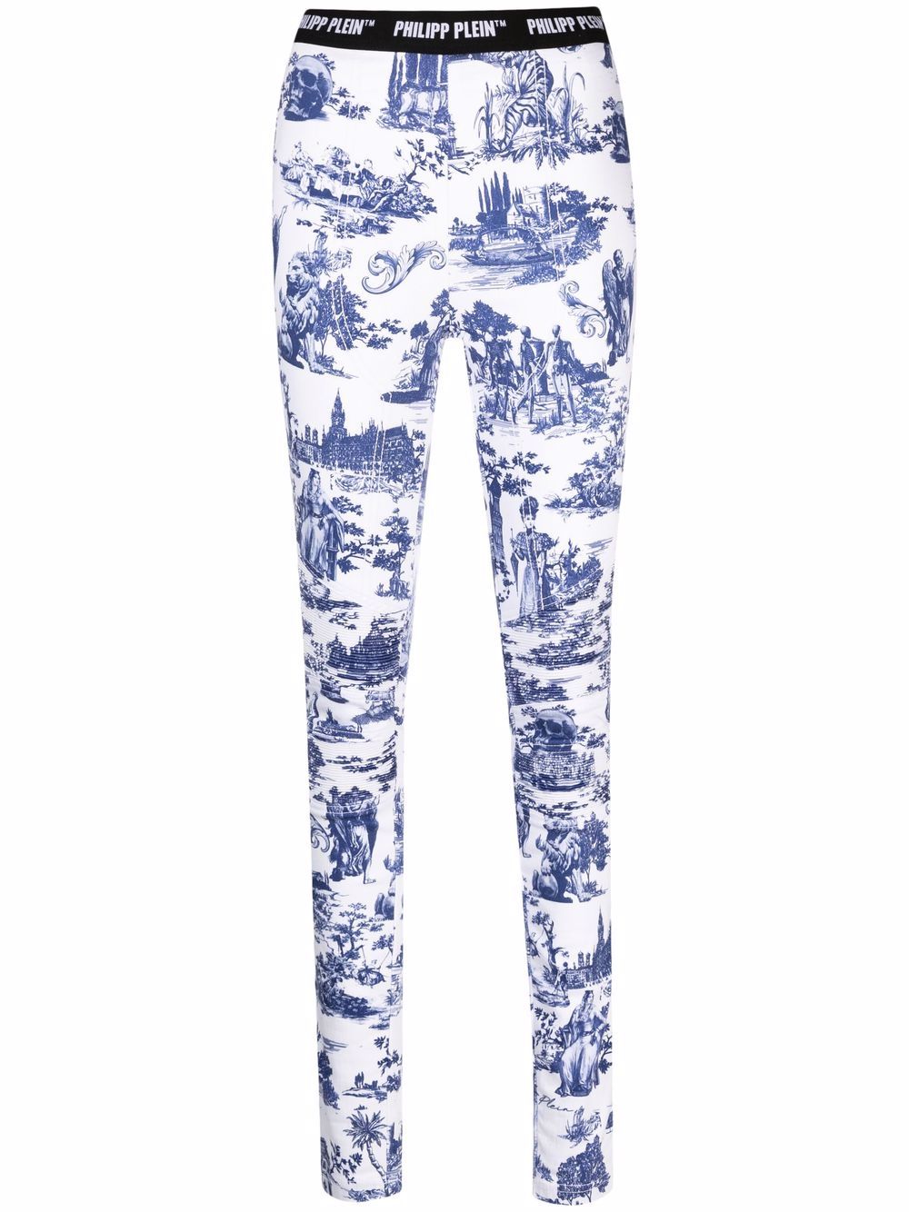 Embroidered high-rise leggings - Blue