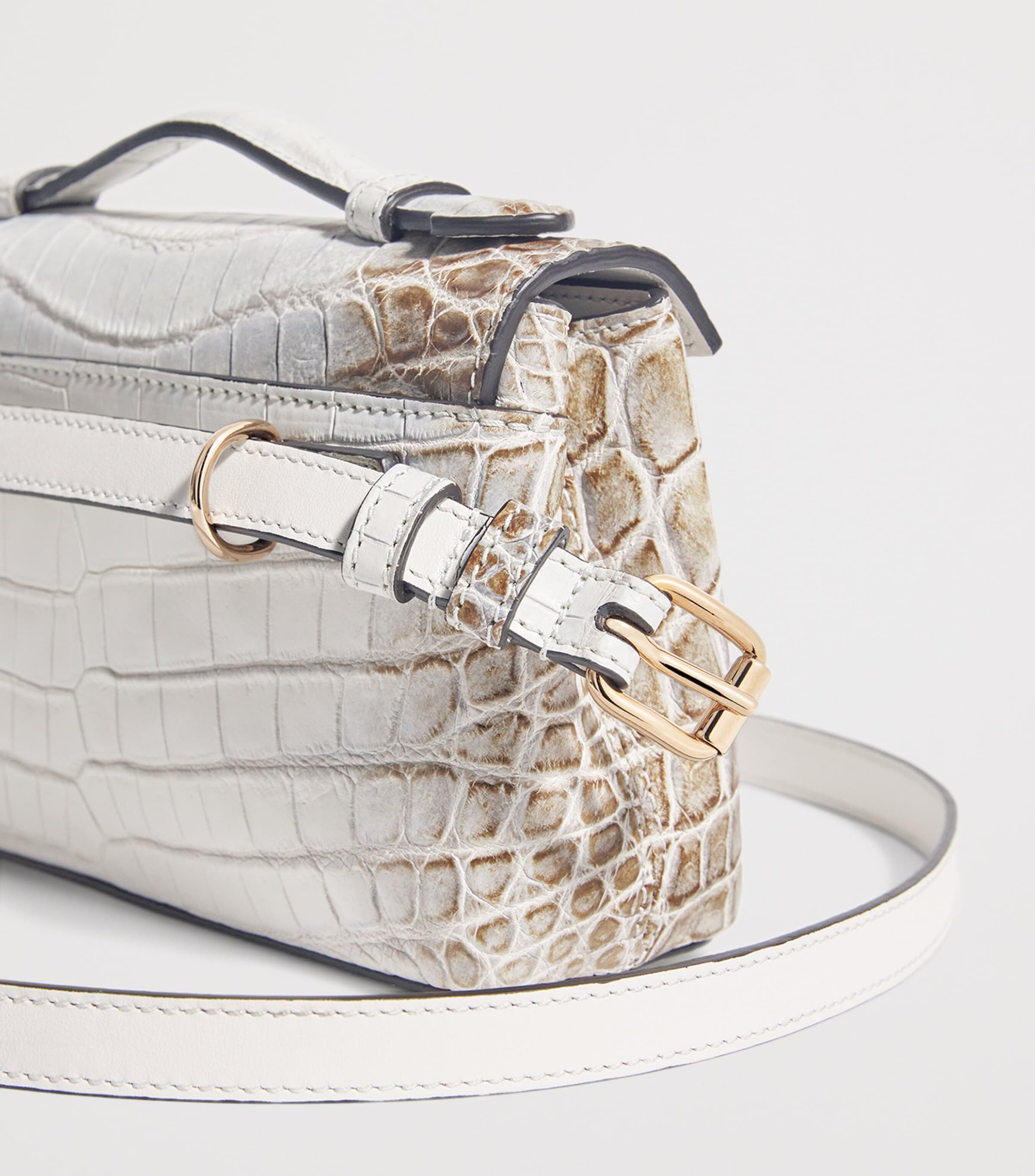 Analeena Crocodile Leather Top-Handle Bag