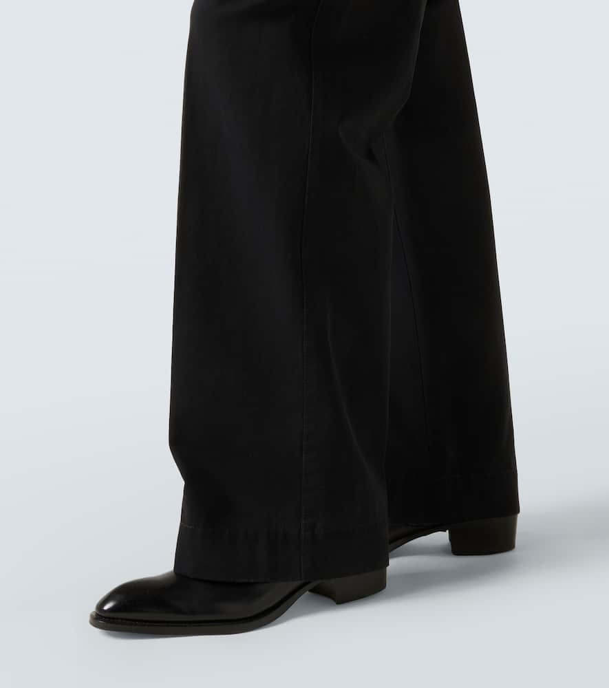 Cotton drill wide-leg pants