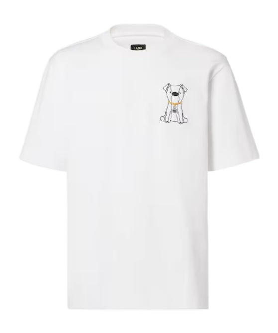Dog Embroidered Crewneck T-Shirt