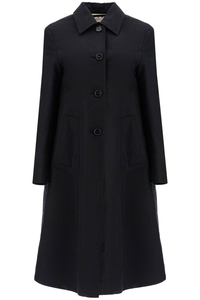 Minimalist black cotton raincoat for women