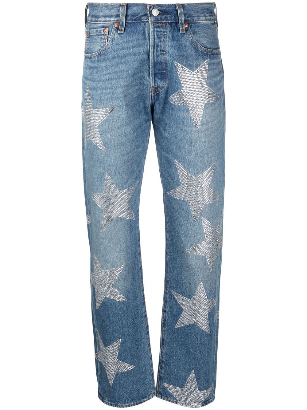 Star-patch denim jeans - Blue