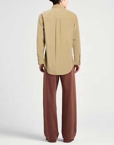 Man Shirt Khaki Size 36 Cotton, Elastane