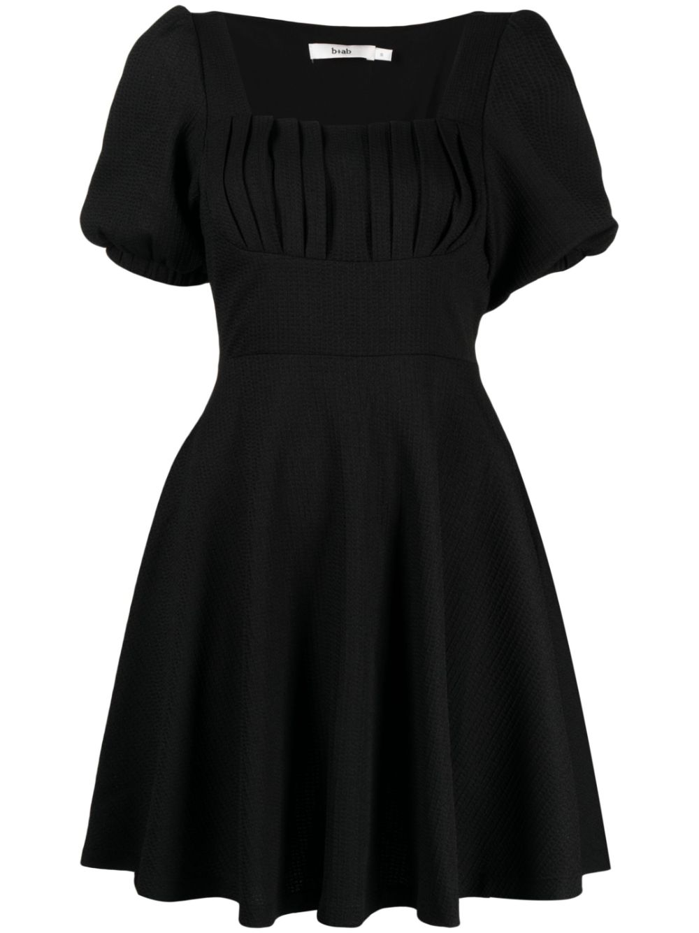 Short-sleeve flared dress - Black