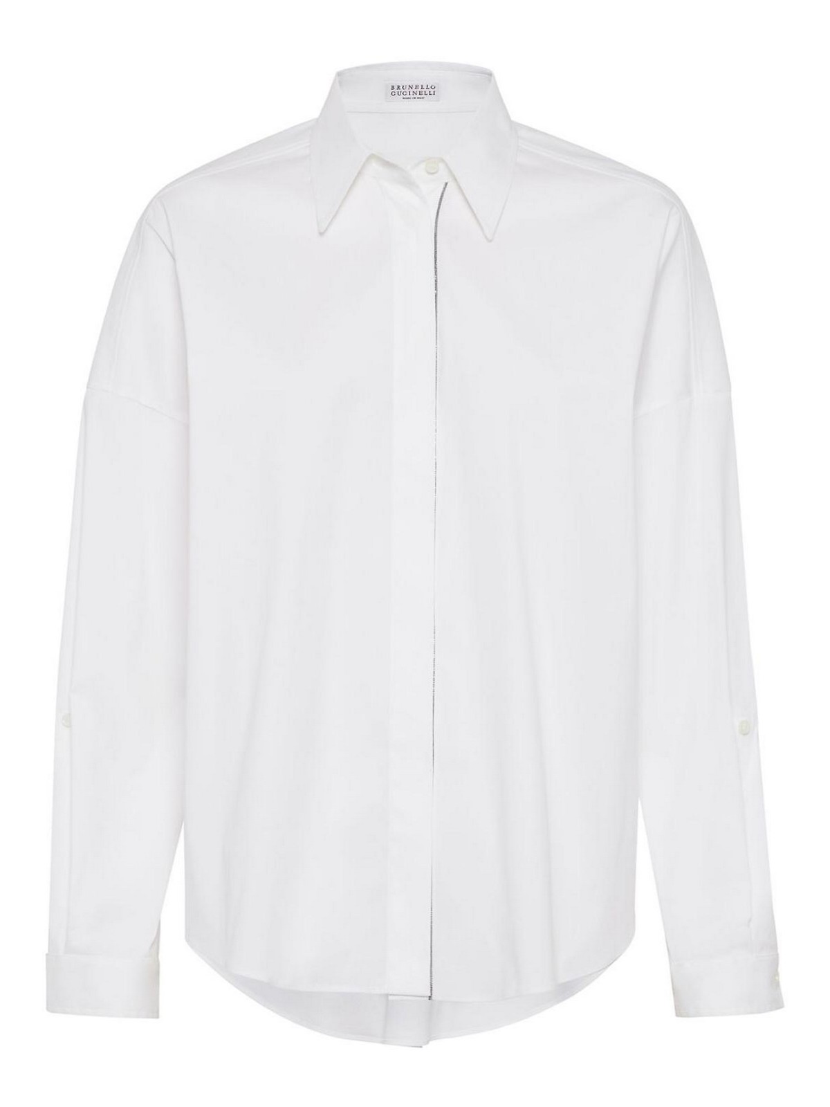 Bead-embellished cotton-blend shirt - White