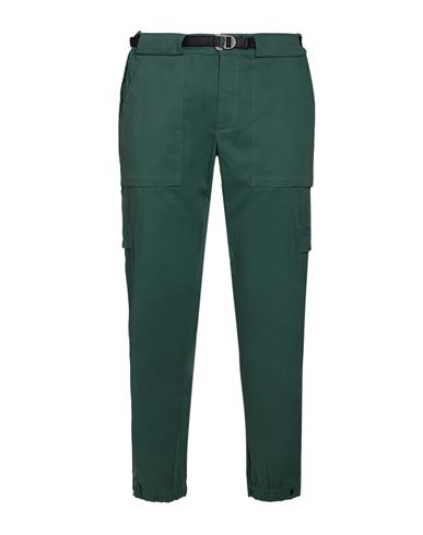 Man Pants Emerald green Size L Cotton, Elastane