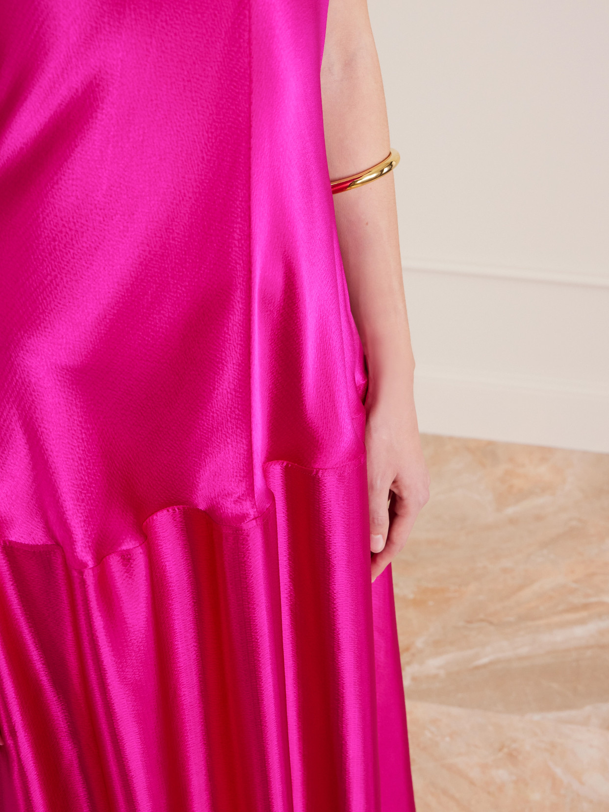 Clodia Pleated Textured-satin Maxi Dress - Pink