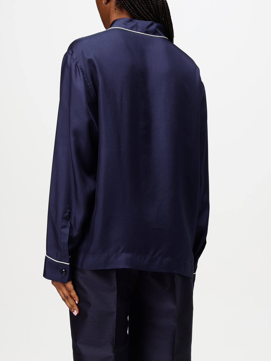 Piped-trim shirt - Blue