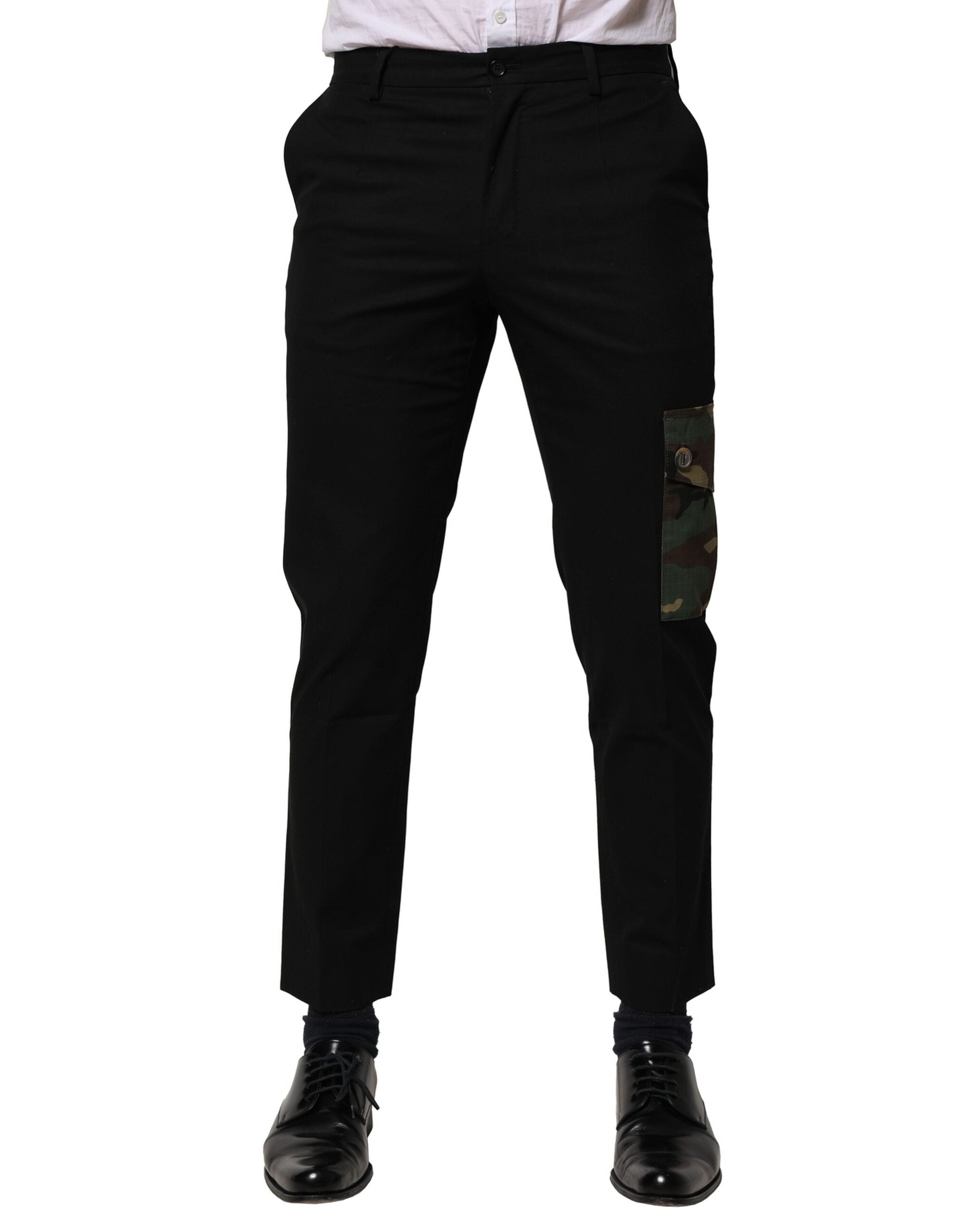 Cotton-Elastane Cargo Pants — Black