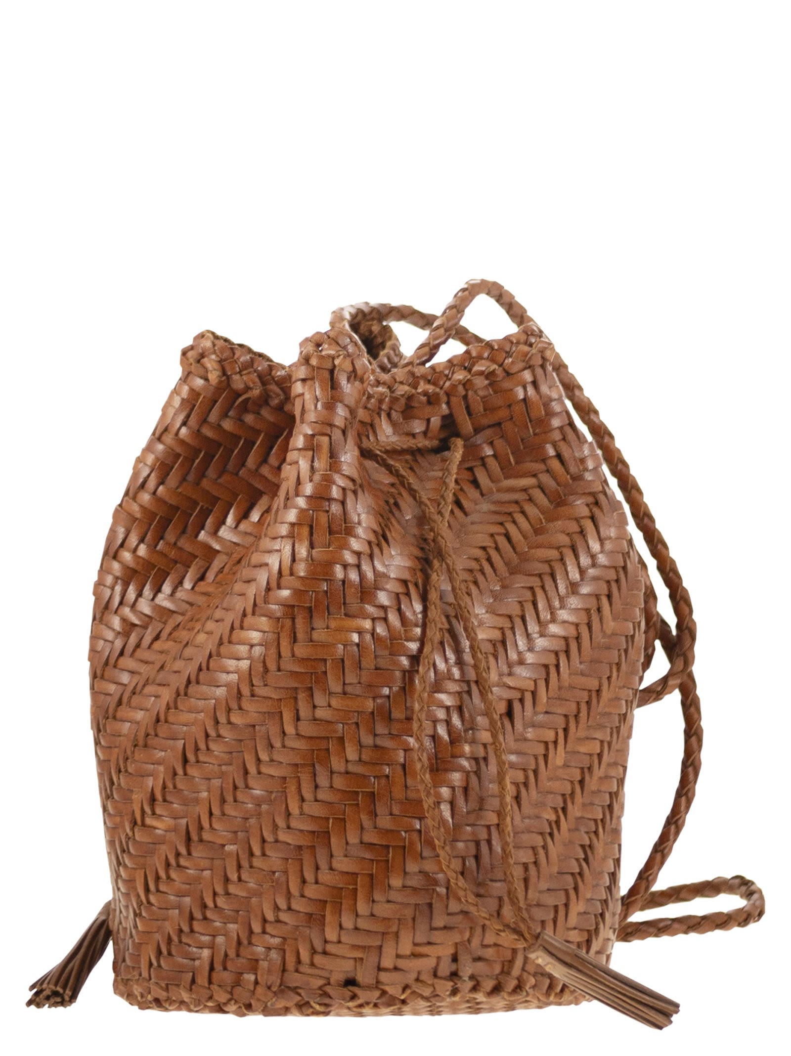 Dragon Pompom Woven Leather Bag