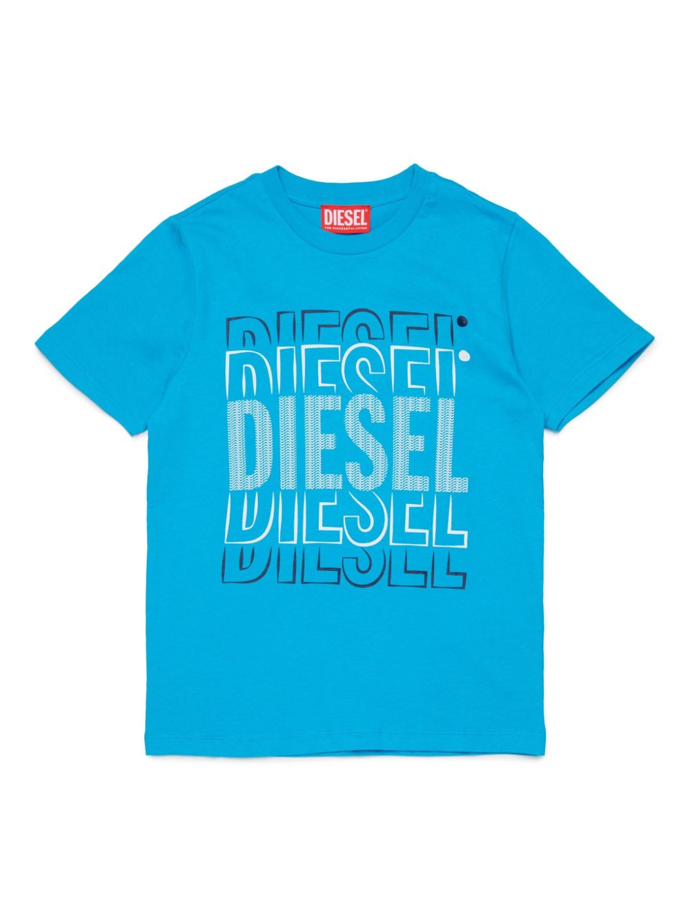 Diesel Kids multi-logo-print cotton t-shirt - Blue