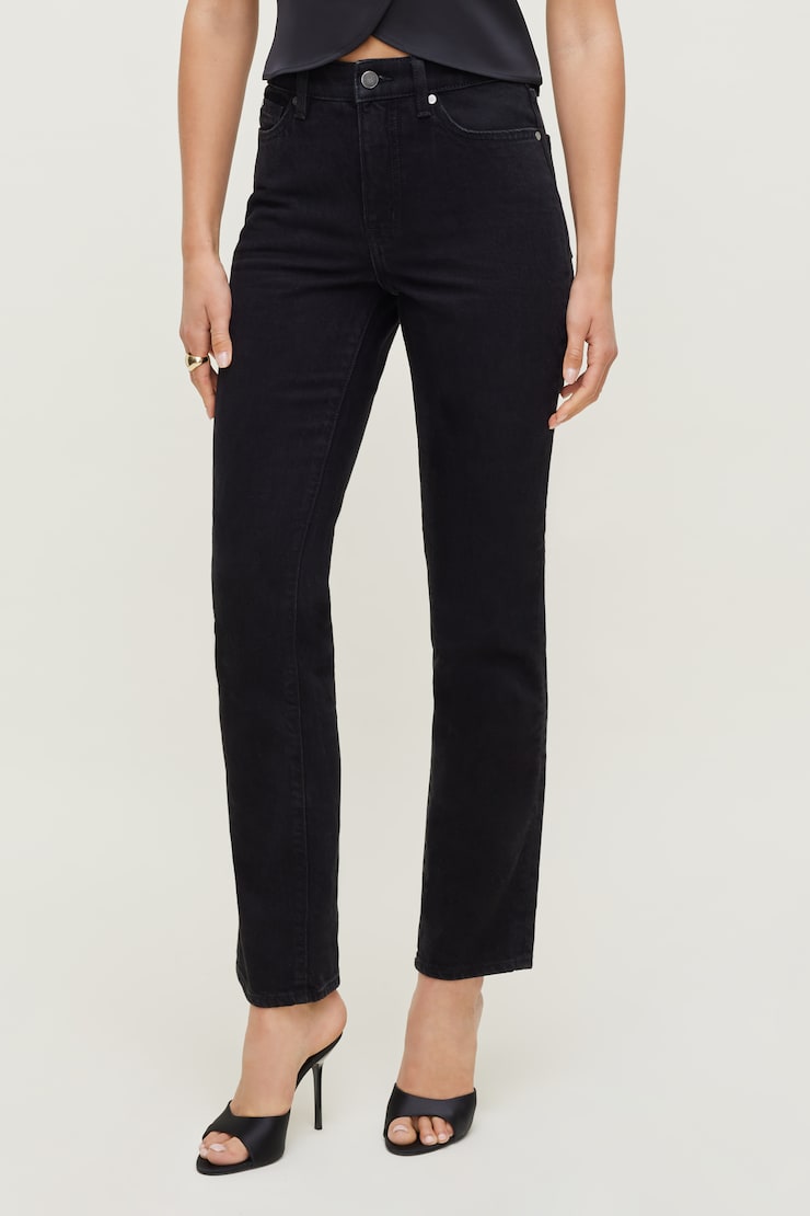 Frenchie High Rise Slim Leg Jeans - Black - Women Clothing