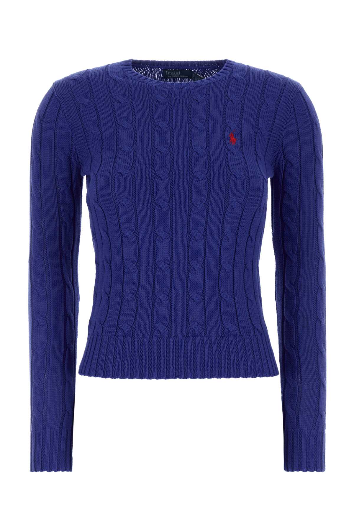 Cable-Knit Cotton Sweater — Blue