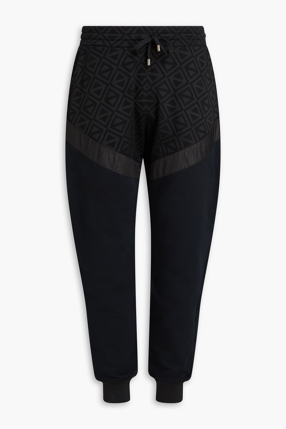 Jacquard-paneled French cotton-blend terry sweatpants - Black - IT 50