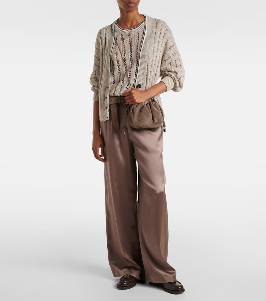 Silk-blend satin wide-leg pants