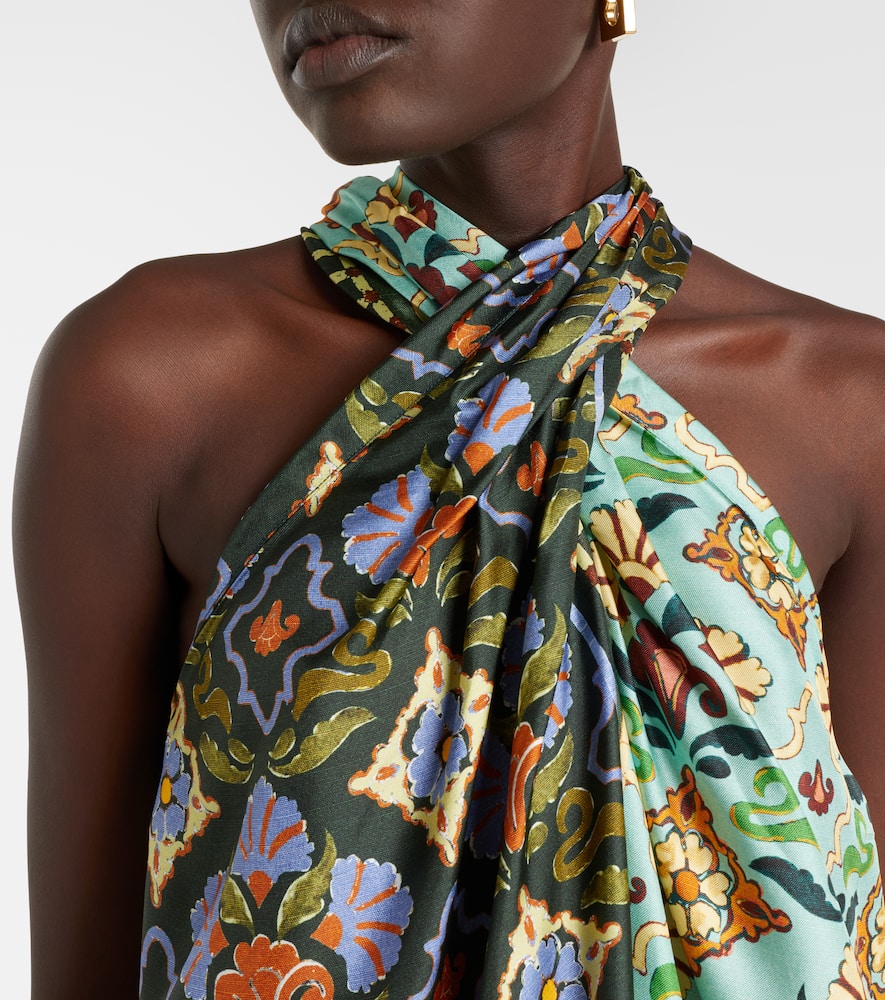 Alémais Cece floral silk halterneck top