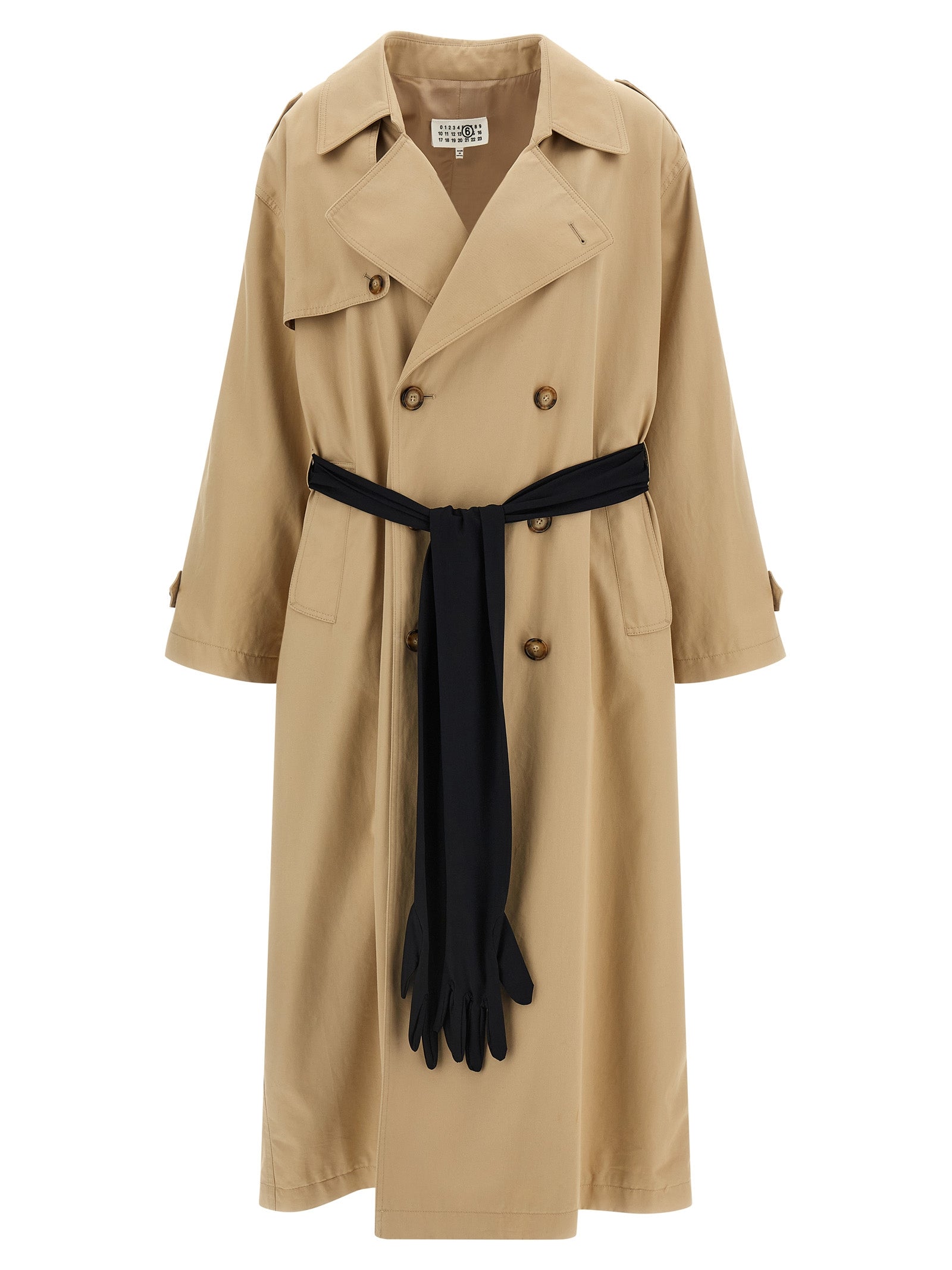 Double-Breasted Cotton Trench Coat — Beige