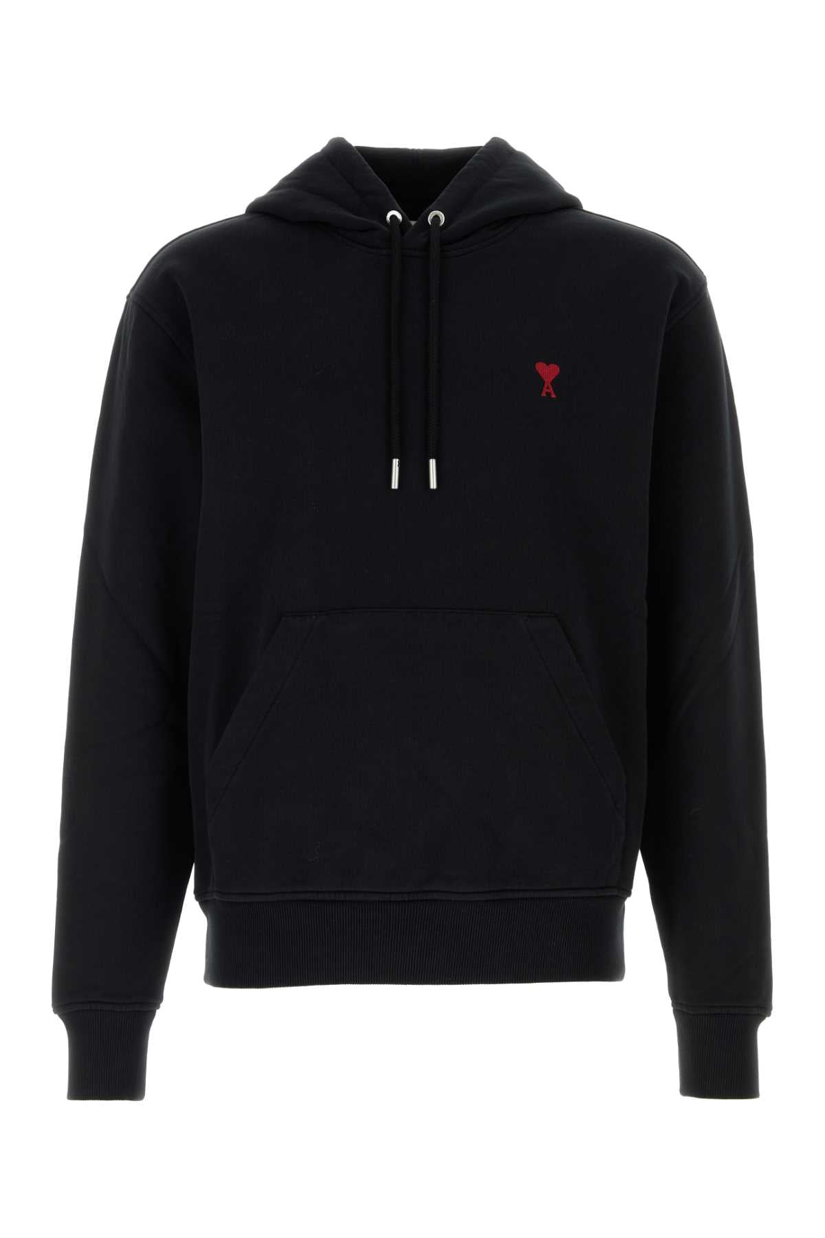 Logo-Embroidered Cotton Hoodie — Black