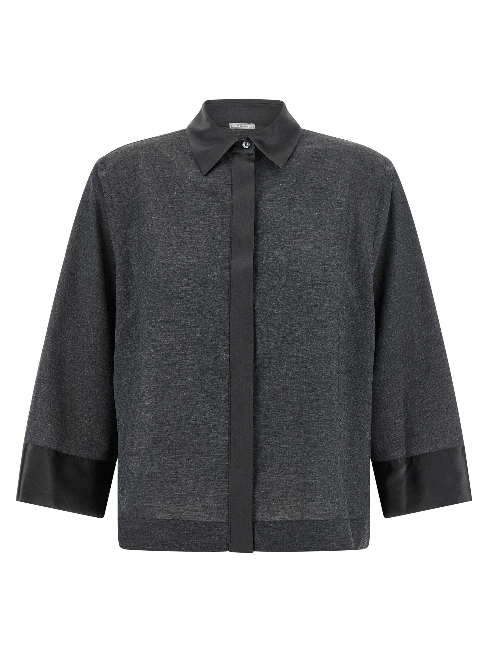 Lyocell Jersey with Contrasting Satin Shirt — charcoal